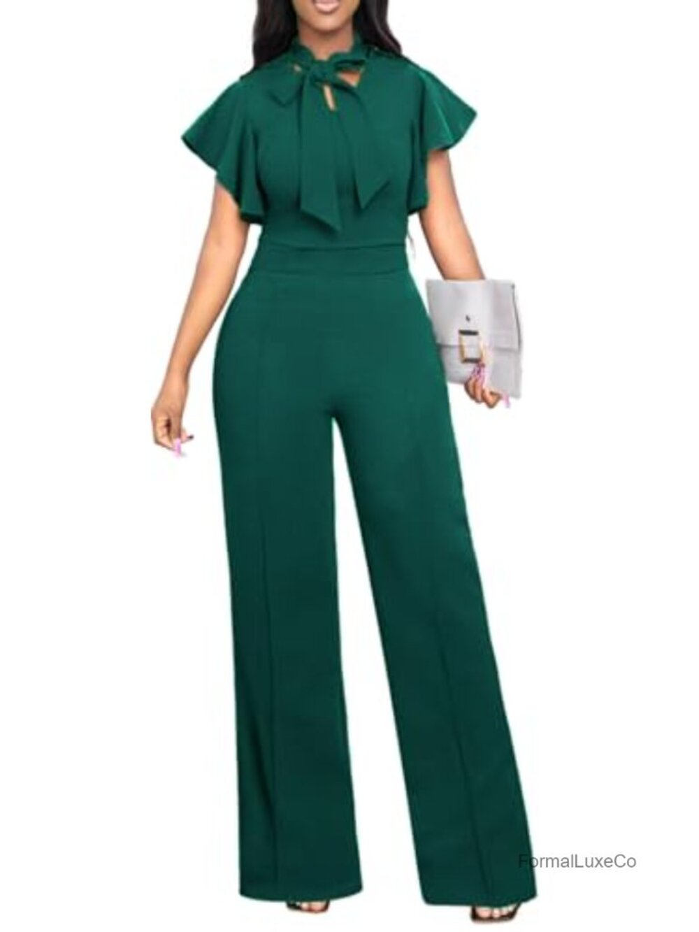 Formal Jumpsuit for Women Dressy V-Neck One Piece Sleeveless